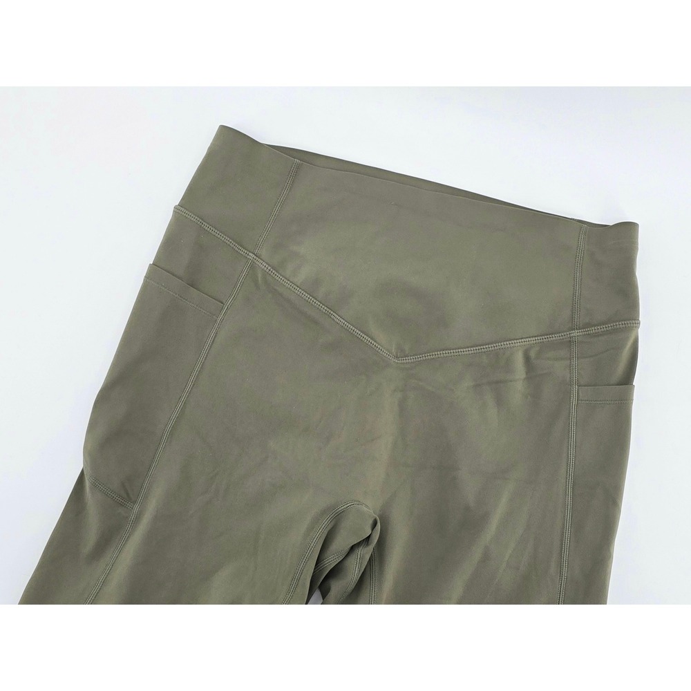 Halara Athleisure Flare Leggings Women Size Large Petite Olive Green Pockets